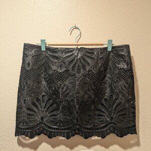 H&M Black  Eyelet Embroidery Mini Skirt. Size 14